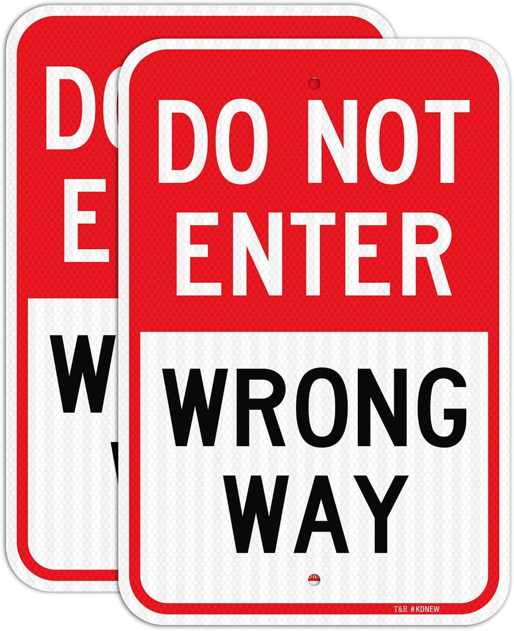 T&R (2 Pack) Do Not Enter Wrong Way Sign, 18" x 12" Engineer Grade Reflective Sheeting, Rust Free Aluminum, Weather Resistant, Waterproof, Fade Resistant, 2 Pre-drilled Holes