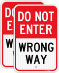 T&R (2 Pack) Do Not Enter Wrong Way Sign, 18" x 12" Engineer Grade Reflective Sheeting, Rust Free Aluminum, Weather Resistant, Waterproof, Fade Resistant, 2 Pre-drilled Holes