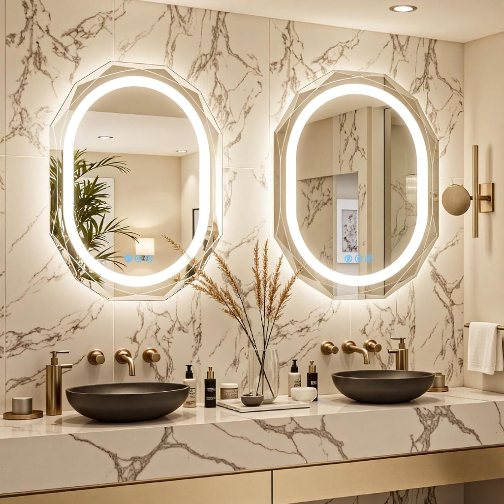 30"X36" Oval LED Bathroom Mirror with Lights, Frameless Vanity LED Mirror for Bathroom with Beveled Edge, Backlit Anti-Fog, Dimmable, 3 Colors, Memory Function, Tempered Glass, Shatter-Proof