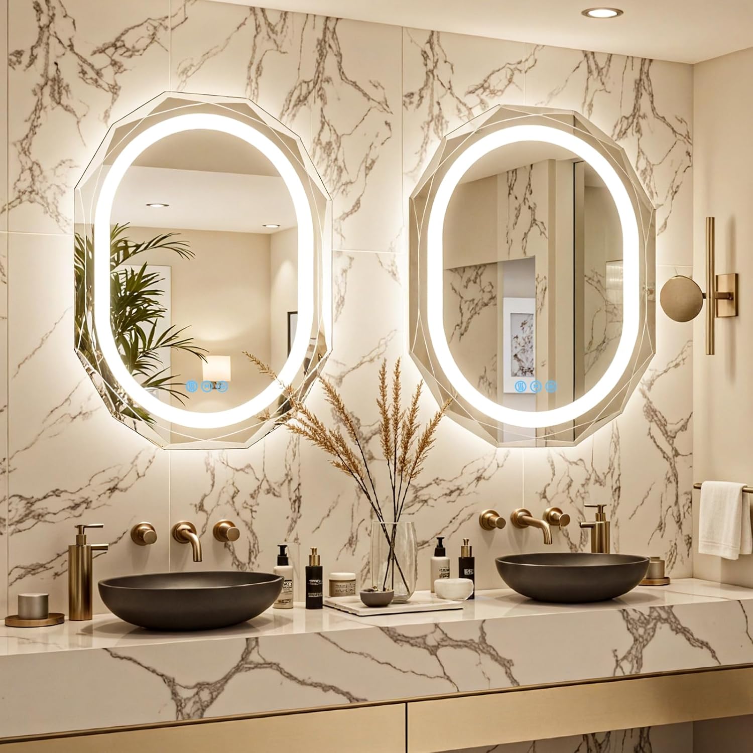 30"X36" Oval LED Bathroom Mirror with Lights, Frameless Vanity LED Mirror for Bathroom with Beveled Edge, Backlit Anti-Fog, Dimmable, 3 Colors, Memory Function, Tempered Glass, Shatter-Proof
