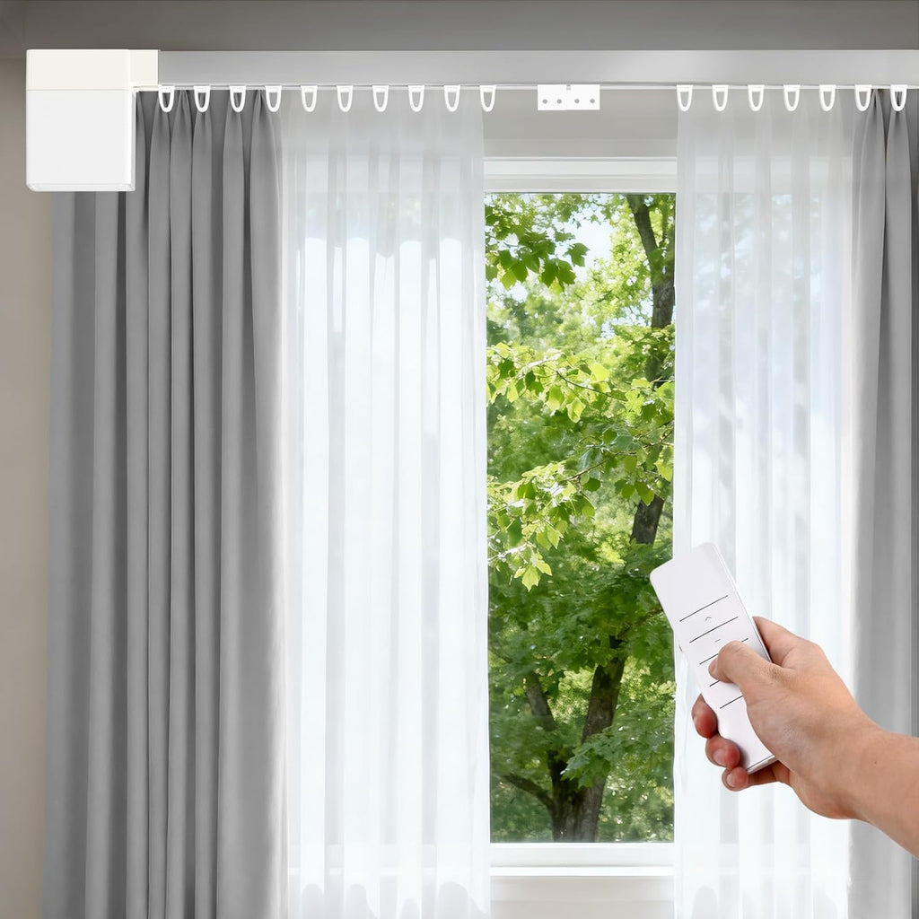 Umimile Smart Electric Curtain Track, Motorized Curtain Track System, 59-106 inch Adjustable Length, Ultra Quiet Motor, App/Remote Control, Works with Alexa, Google Home, for Ceiling and Wall Mount