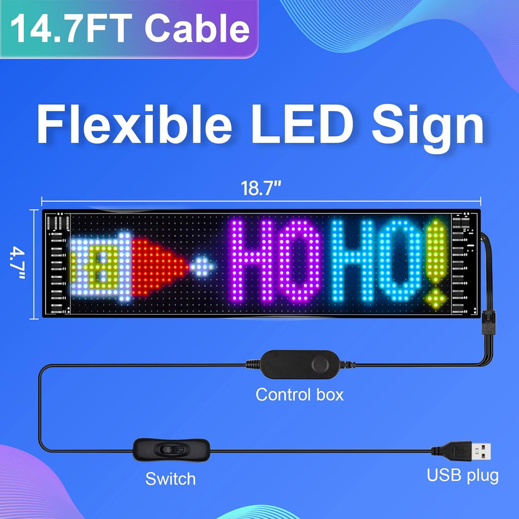 GOTUS Programmable LED Sign,Scrolling Flexible Digital Signs,LED Car Sign,Control by Bluetooth APP Control,DIY Design Text, Patterns, Animations