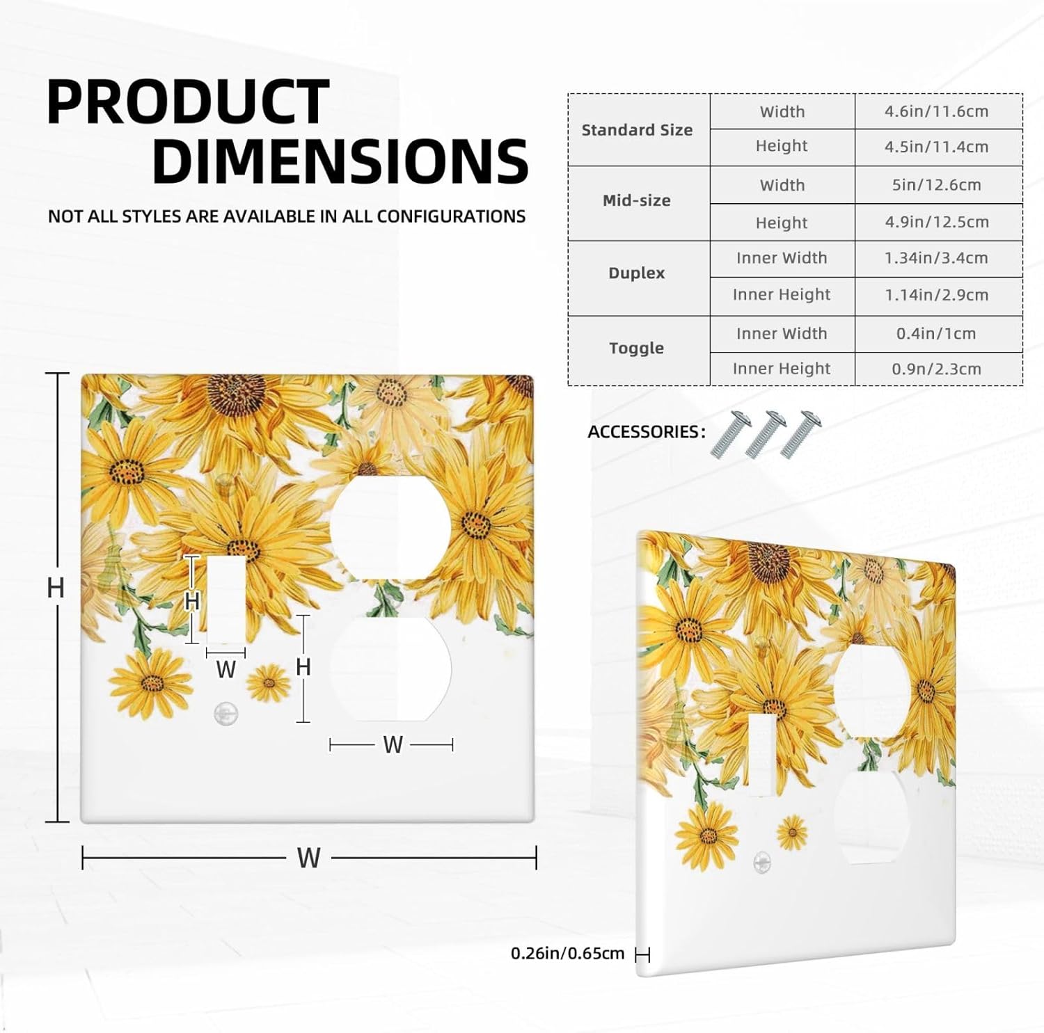 Sunflower Yellow Flowers Floral Wallplates 1 Toggle 1 Duplex Switch Plate Electrical GFCI Faceplate Decorative Light Switch Covers for Bed Room Living Room Decor