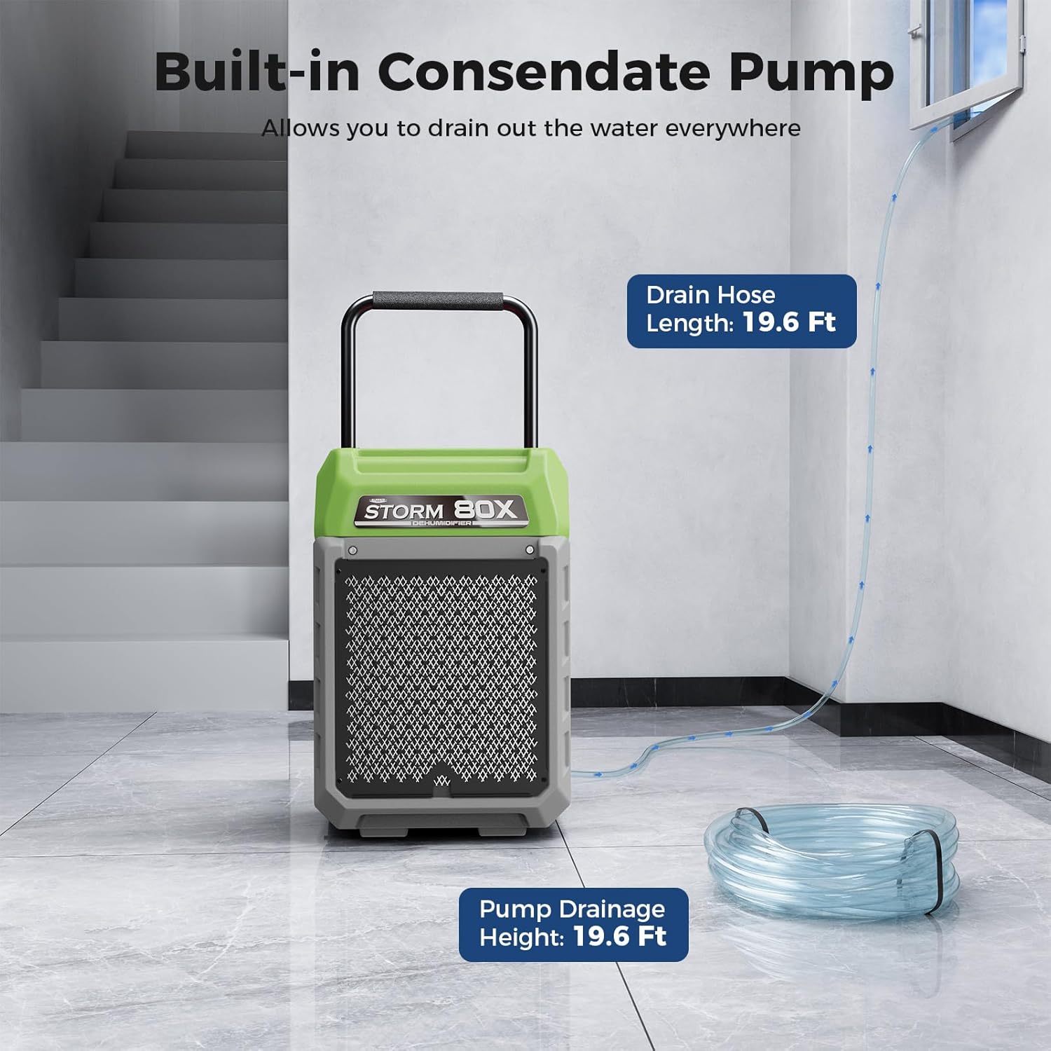 ALORAIR Storm LGR Commercial Dehumidifier with Pump & Drain Hose, Portable Industrial Dehumidifiers with Wheels for Water Damage Restore, Basement, Garage, 5 Years Warranty