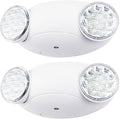 LIT-PaTH LED Emergency Lighting Fixtures with 2 LED Bug Eye Heads and Back Up Batteries- US Standard Exit Light, UL 924 and CEC Qualified, 120/277 Voltage, White, 2-Pack