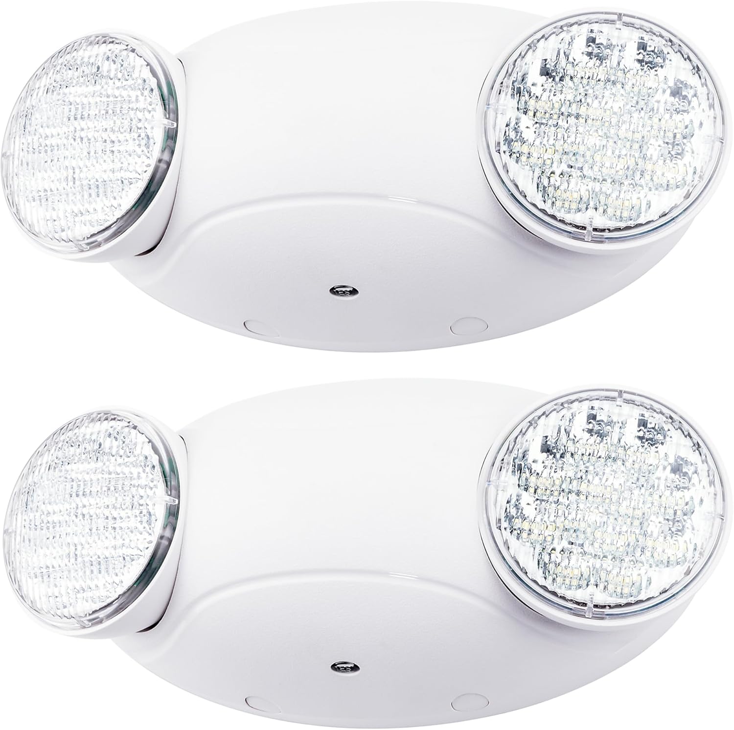 LIT-PaTH LED Emergency Lighting Fixtures with 2 LED Bug Eye Heads and Back Up Batteries- US Standard Exit Light, UL 924 and CEC Qualified, 120/277 Voltage, White, 2-Pack
