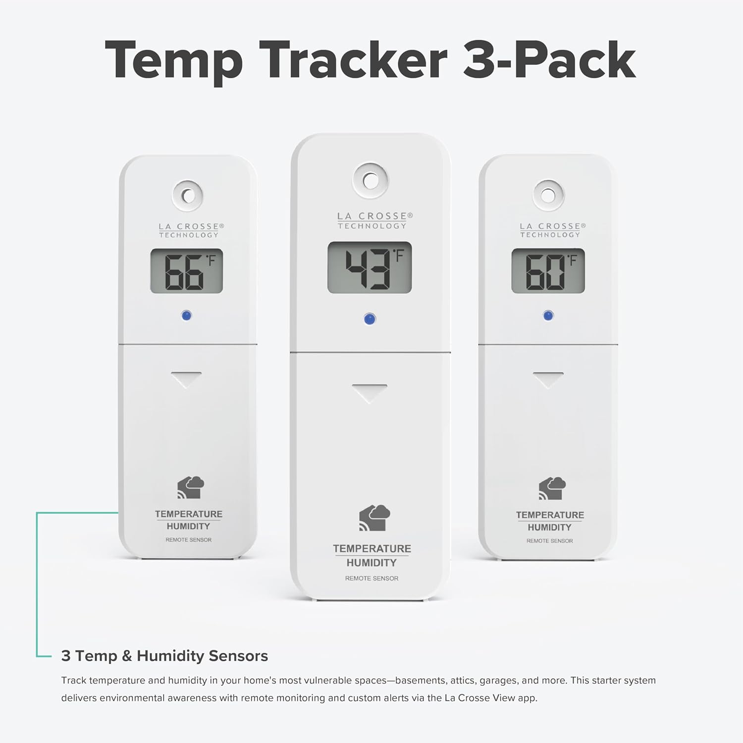 Temp Tracker Wi-Fi Alert System 3 Pack with The Bridge Gateway and 3 Indoor Outdoor Temperature and Humidity Sensors