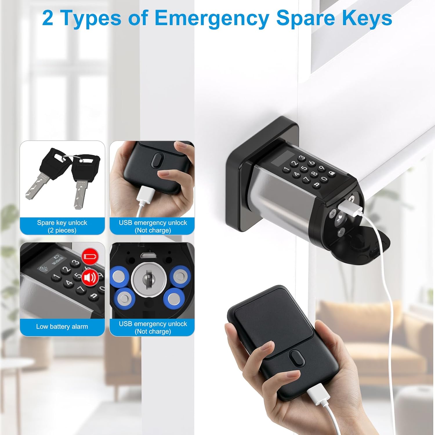 WELOCK WiFi Smart Door Lock, 5-in-1 Keyless Entry Doorknob with Auto-Locking, Bluetooth App Control,Password,2 Keys and IC Cards, Easy Installation for Bedroom,Home, Office(Black)