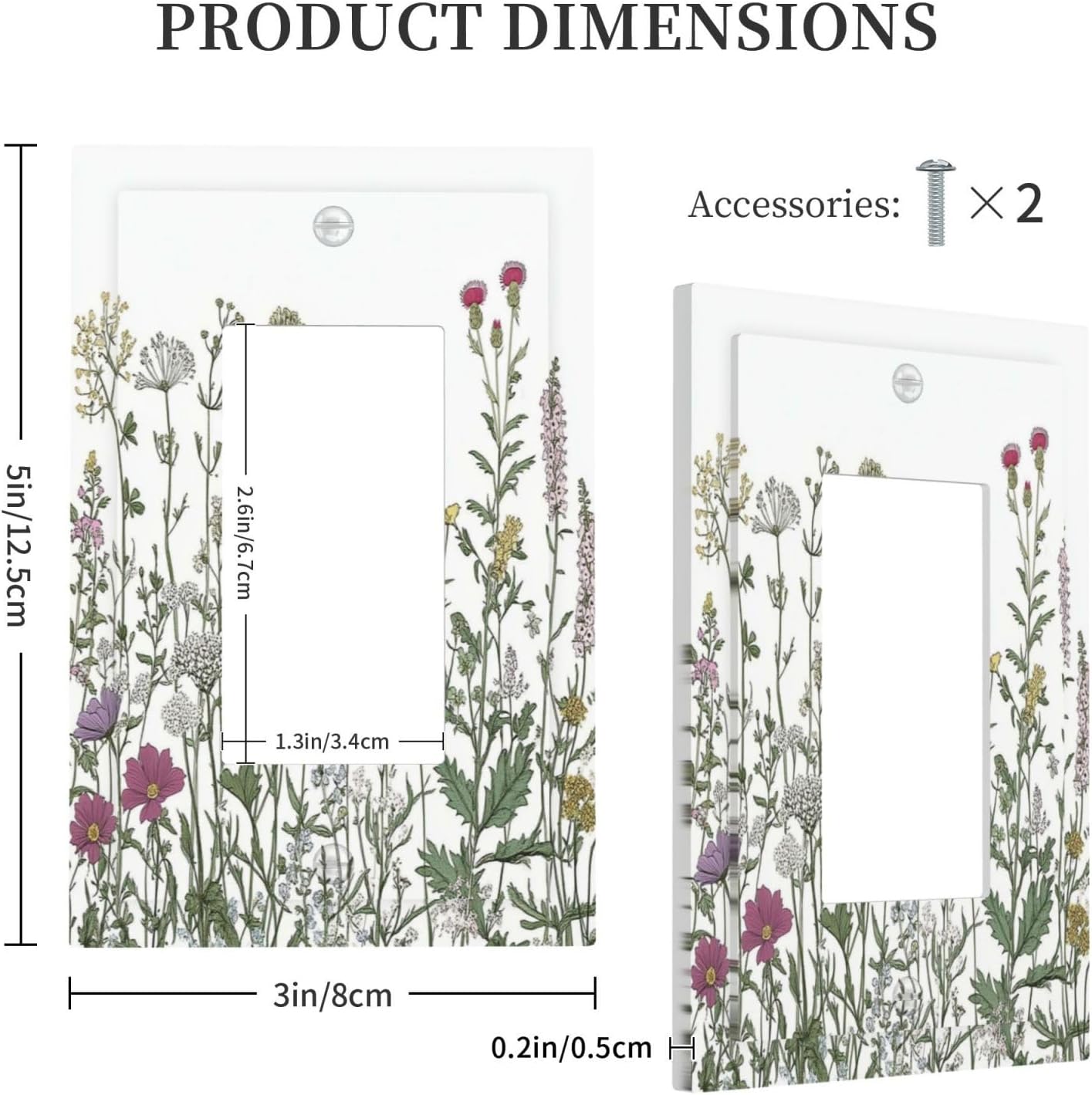 Vintage Herbs Wildflowers Plant Floral Decorative Outlet Covers 1 Gang Single Rocker Light Switch Cover Plate Wall Plates Gfci Faceplate For Bed Room Home Decor