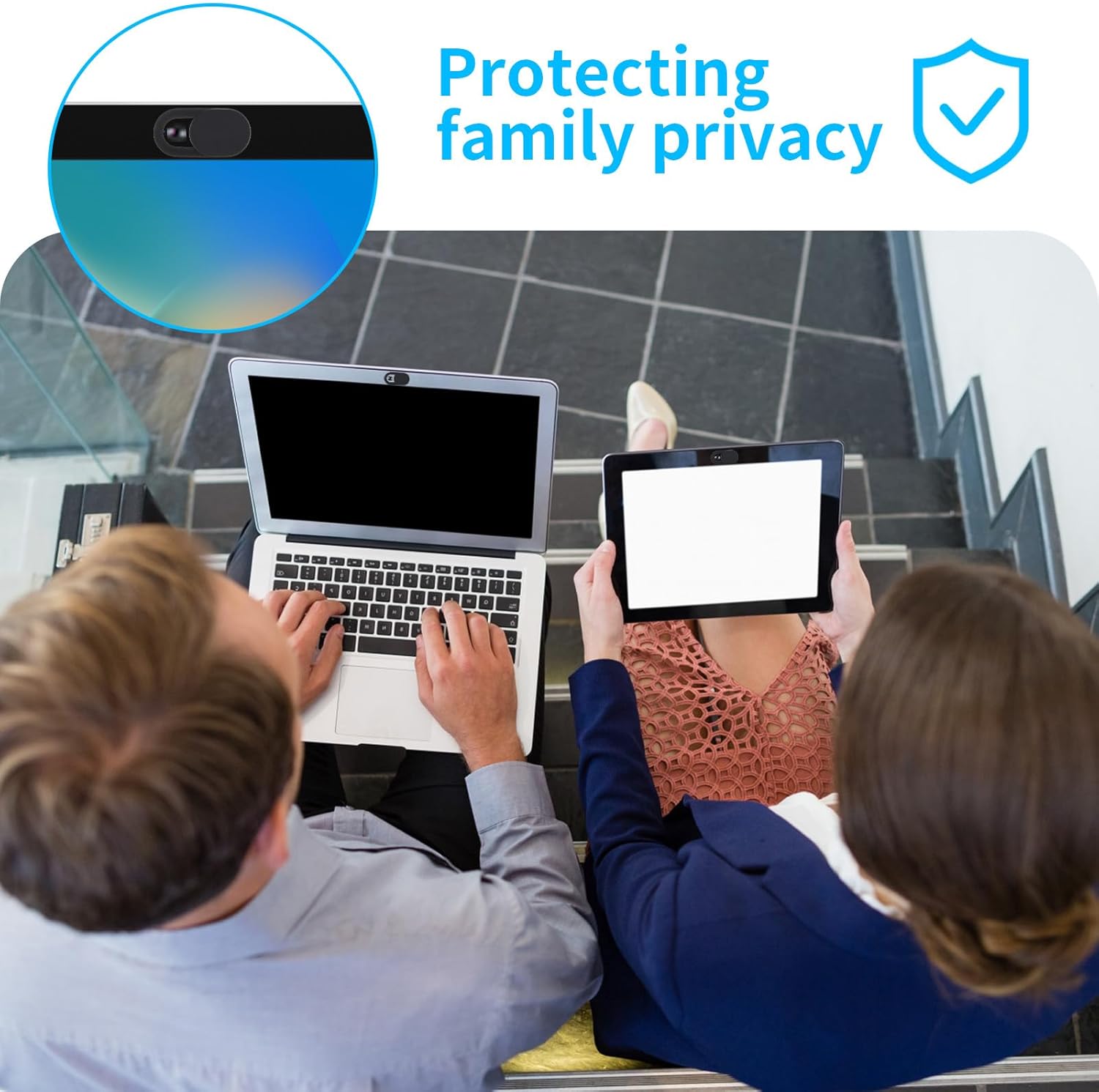 Thin Webcam Cover Slide, 8PCS Phone Camera Cover Laptop Camera Blocker Slider Strong Adhesive Protect Privacy Security Compatible with Tablet Desktop PC Smartphones(Black)