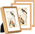 3x4 Picture Frame Set of 3, Gold Aluminum Metal Photo Frames with HD Glass, Fits 2x3 with Mat or 3 x 4 without Mat, Display for Wall and Table