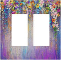 Colorful Country Flower Wildflower Floral Decorative Outlet Covers 2 Gang Double Gfci Rocker Electrical Wall Panels Light Switch Cover Plate For Bed Room Living Room Decor