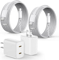 45W 2 Pack Super Fast Charger USB C Dual Port with 2×10FT White Type-C Charger Cord Block for iPhone17/17air/17 Pro/16/16e/16Pro Max/15/15Plus,i Pad,Compact Plug for Home/Travel, Safe & Durable Design