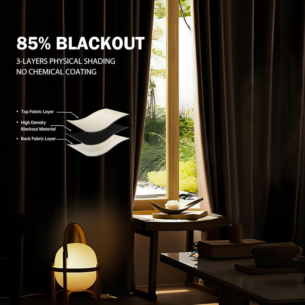 Room Divider Ceiling Mounted Curtains Track Sets Extra Wide Blackout Curtain Flexible Tracks for Bedroom Privacy Partition Separator, 1 Panel Beige Drape and White Rail, W15 x H9ft