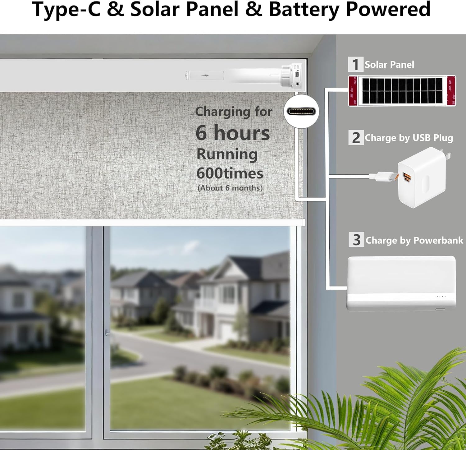 Smart Motorized Blinds – 70% Blackout Roller Shades with Remote, Alexa/Google Home/Siri Control, Matter Compatible, Wireless Rechargeable Battery, Custom Sizes for Windows & Sliding Doors
