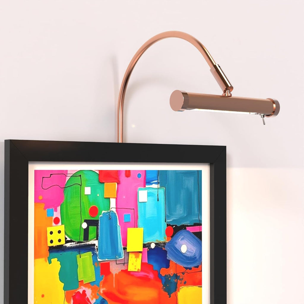 Cocoweb 6 Inch Tru-Slim Copper Picture Light - LED, 2700K, Adjustable Arm, Plug-in, Toggle Switch, Sleek and Compact Design