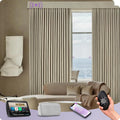 Graywind Rechargeable Smart Curtains Compatible with Alexa App Remote Control Motorized Drape for Sliding Door One-Way or Split Draw, Custom Width Up to 220" (Cloud Series)