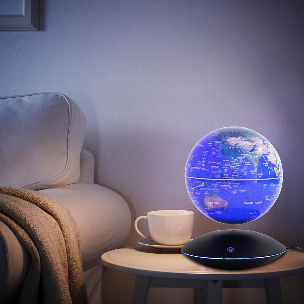 Magnetic Levitation Floating Globe, 6" World Geographic Globes Anti Gravity 360 Rotating World Map with LED Light for Homes, Schools, Offices