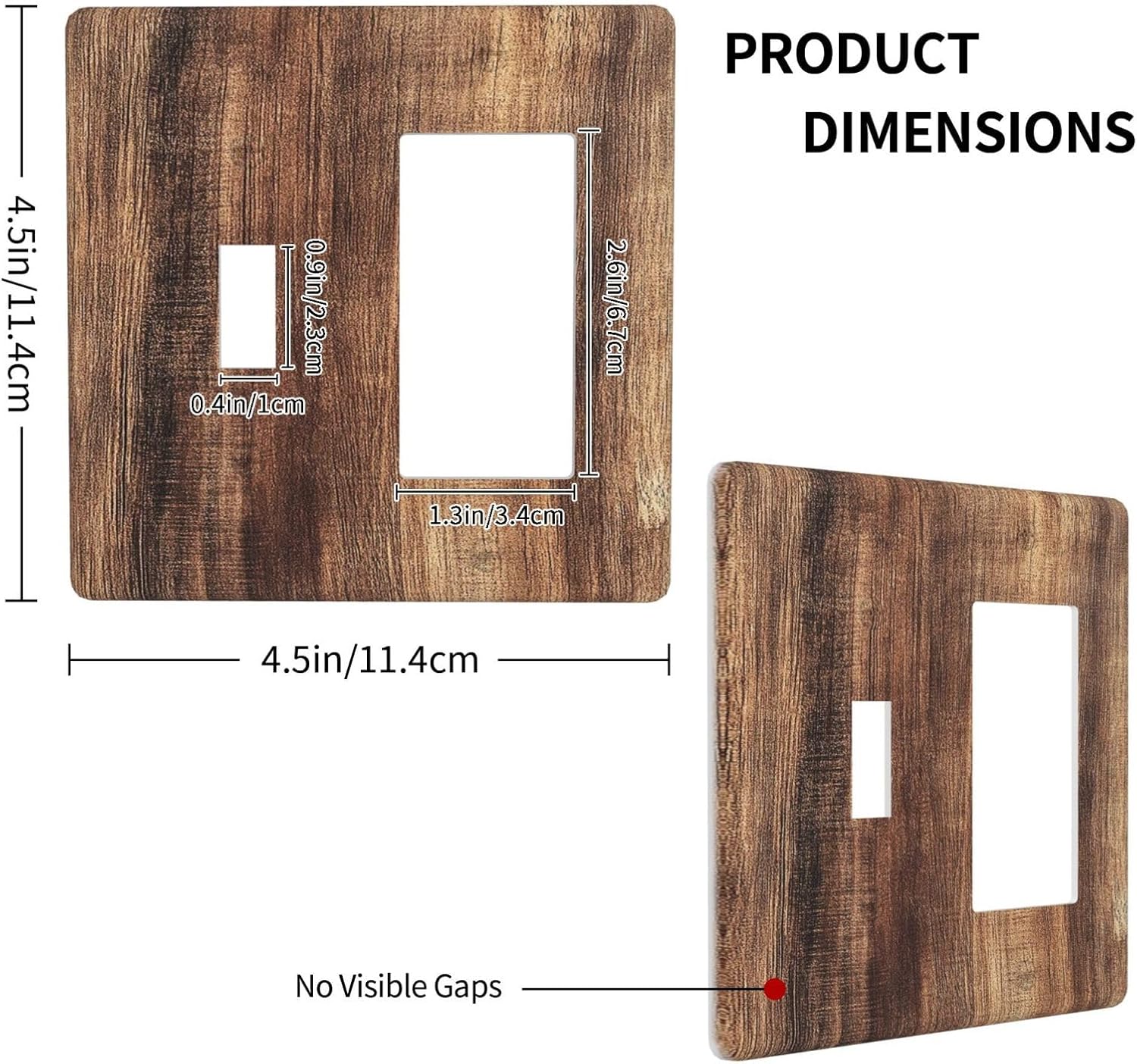Outlet Covers Vintage Rustic Brown Wood Grain 1 Toggle 1 Rocker Combination Decorative Wall Plate Electrical Switch Plates Light Switch Cover Plate for Bedroom Farmhouse Decor