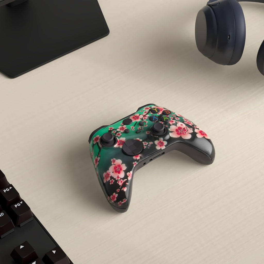 DreamController Cherry Blossom Custom X-box Controller Wireless compatible with X-box One/Series X/S Proudly Customized in USA with Permanent HYDRO-DIP Printing (NOT JUST A SKIN)