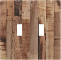 Decorative Switch Plates Rustic Brown Wood Grain 2 Gang Double Toggle Outlet Light Switch Cover Wall Plate Electrical Faceplate for Farmhouse Kitchen Decor
