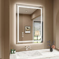 WTTY LED Bathroom Mirror 32x24 Inch, Front Light and Backlit LED Mirror for Bathroom, Lighted Vanity Mirror for Wall, Stepless Dimmable, Anti-Fog, Shatter-Proof, Memory, Double LED Vanity Mirror