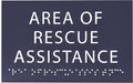 6" X4" Area of Rescue Assistance Sign- Tactile Graphics Grade 2 Braille Text ADA Compliant Sign |ADA Compliant Plastic Signs for Schools, Offices, Businesses, Apartments & Restaurants