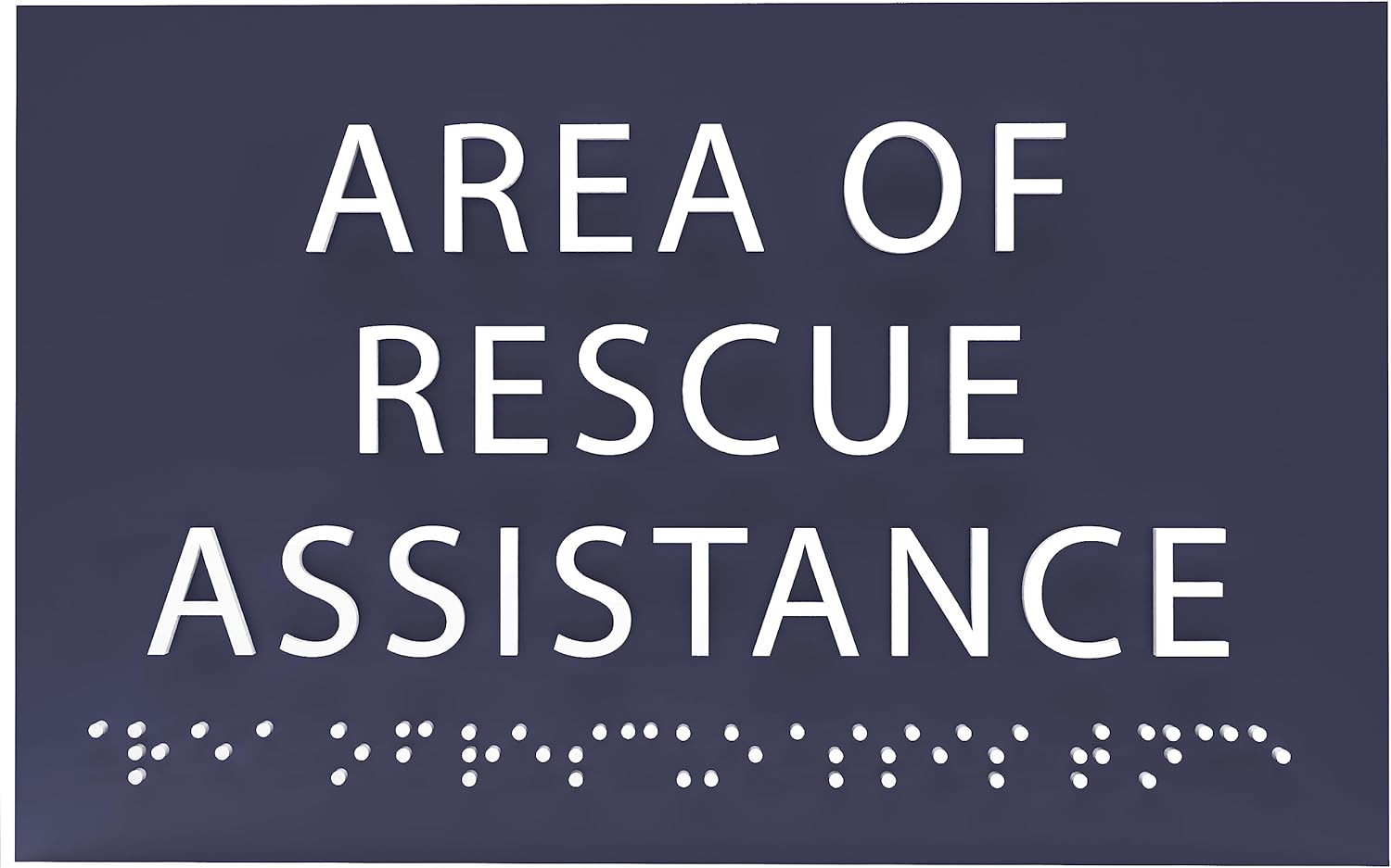 6" X4" Area of Rescue Assistance Sign- Tactile Graphics Grade 2 Braille Text ADA Compliant Sign |ADA Compliant Plastic Signs for Schools, Offices, Businesses, Apartments & Restaurants
