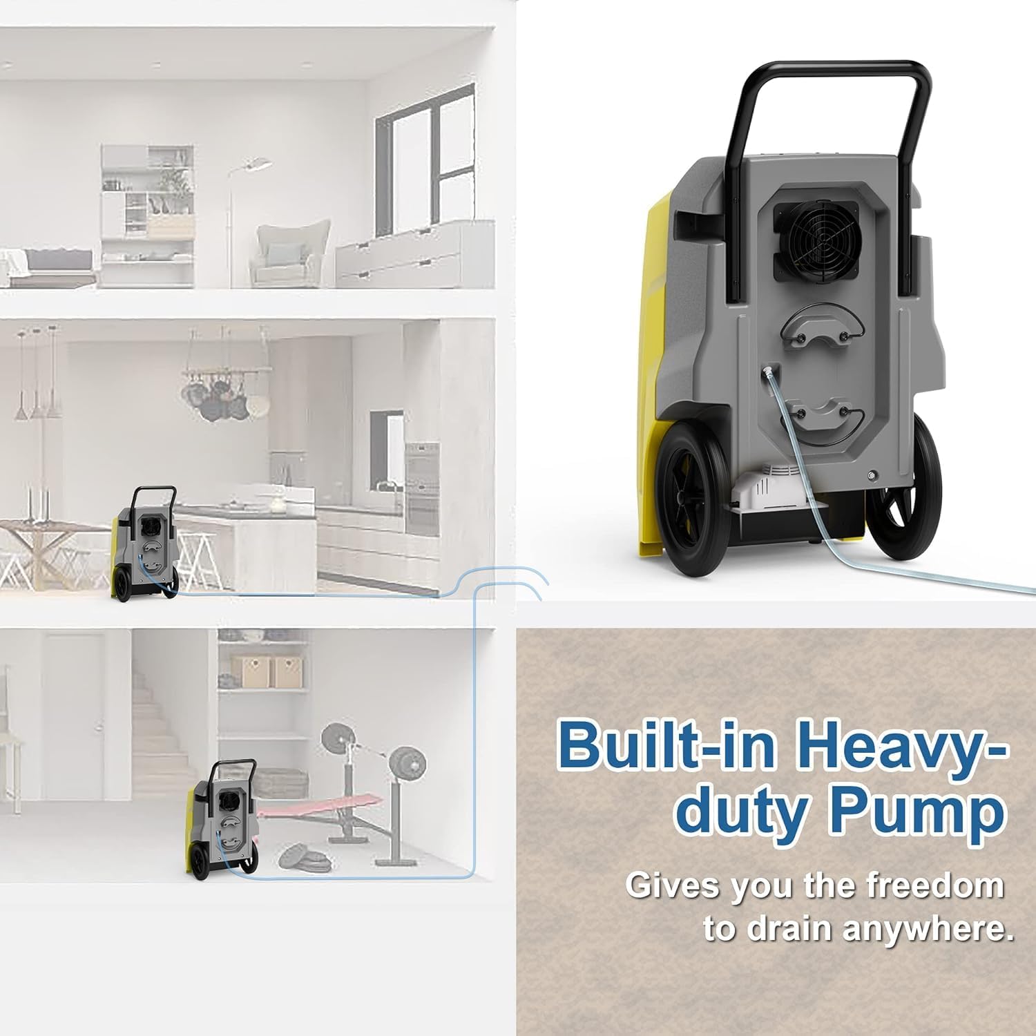 ALORAIR Storm Pro Commercial Dehumidifier 180 PPD, LGR Portable Dehumidifier with Pump, cETL Listed, 8 Years Warranty, LCD Display, for Clean-Up, Flood, Moisture