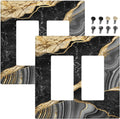 Decorative Outlet Covers Modern Abstract Black Gold Marble 2 Gang Light Switch Cover Plate Double Rocker Wall Plate Switch Plate Covers Faceplate for Bathroom Kitchen Decor （2 Pack）