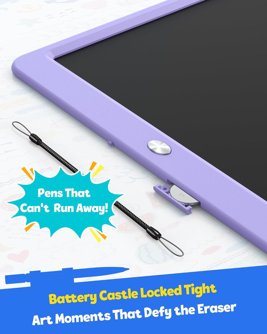 TEKFUN LCD Writing Tablet Doodle Board, 12inch Colorful Drawing Travel Essentials, Toddler Toys for 3 4 5 6 7 8 Year Old Girls Boys (Purple)