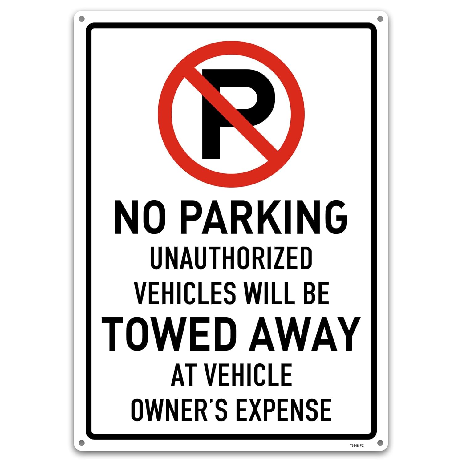 Brimar 12"x18" No Parking Vehicles Towed Away Sign - Aluminum, Weatherproof, Bold Red Lettering, Essential Warning for Vehicle Owners.