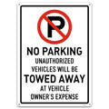 Brimar 10"x14" No Parking Vehicles Towed Away Sign - Aluminum, Weatherproof, Highly Visible, Effective Deterrent for Unauthorized Parking