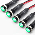 5Pcs 8MM (5/16'') led Indicator Light 12V 24V Metal Pilot Lamp Lights Aluminum Black Anodized Waterproof ip67 Red Signal Lamp Light(12V-Black Anodized-Green 5Pcs)