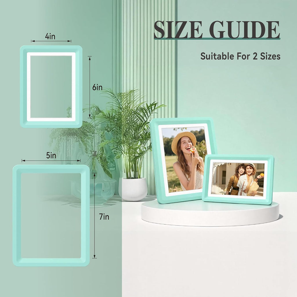 Green 5x7 Picture Frame with Acrylic Front 10 Pack, ABS Frame for 5x7 or 4x11 Photos, Shatterproof UV-Resistant Tabletop Photo Frame, Vertical/Horizontal Display for Home Décor