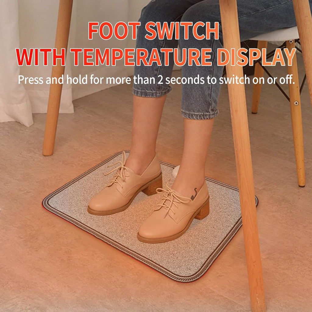 Electric Heated Floor Mats - AC 110V Foot Heater, Heated Foot Warmer Mat Under Desk for Office and Home (Gray)