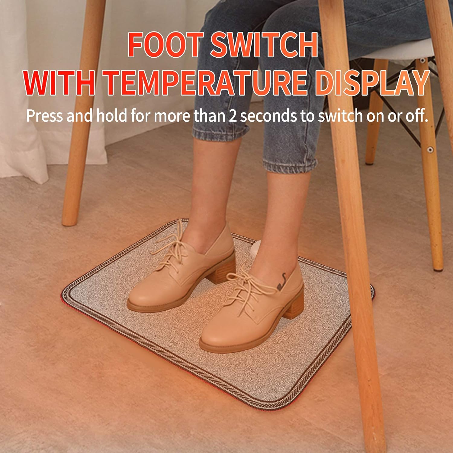 Electric Heated Floor Mats - AC 110V Foot Heater, Heated Foot Warmer Mat Under Desk for Office and Home (Gray)