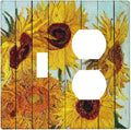 Wallplates Sunflowers Oil Paintings Wood Floral 1 Toggle 1 Duplex Switch Plate Electrical Gfci Faceplate Decorative Light Switch Covers For Farmhouse Bed Room Decor