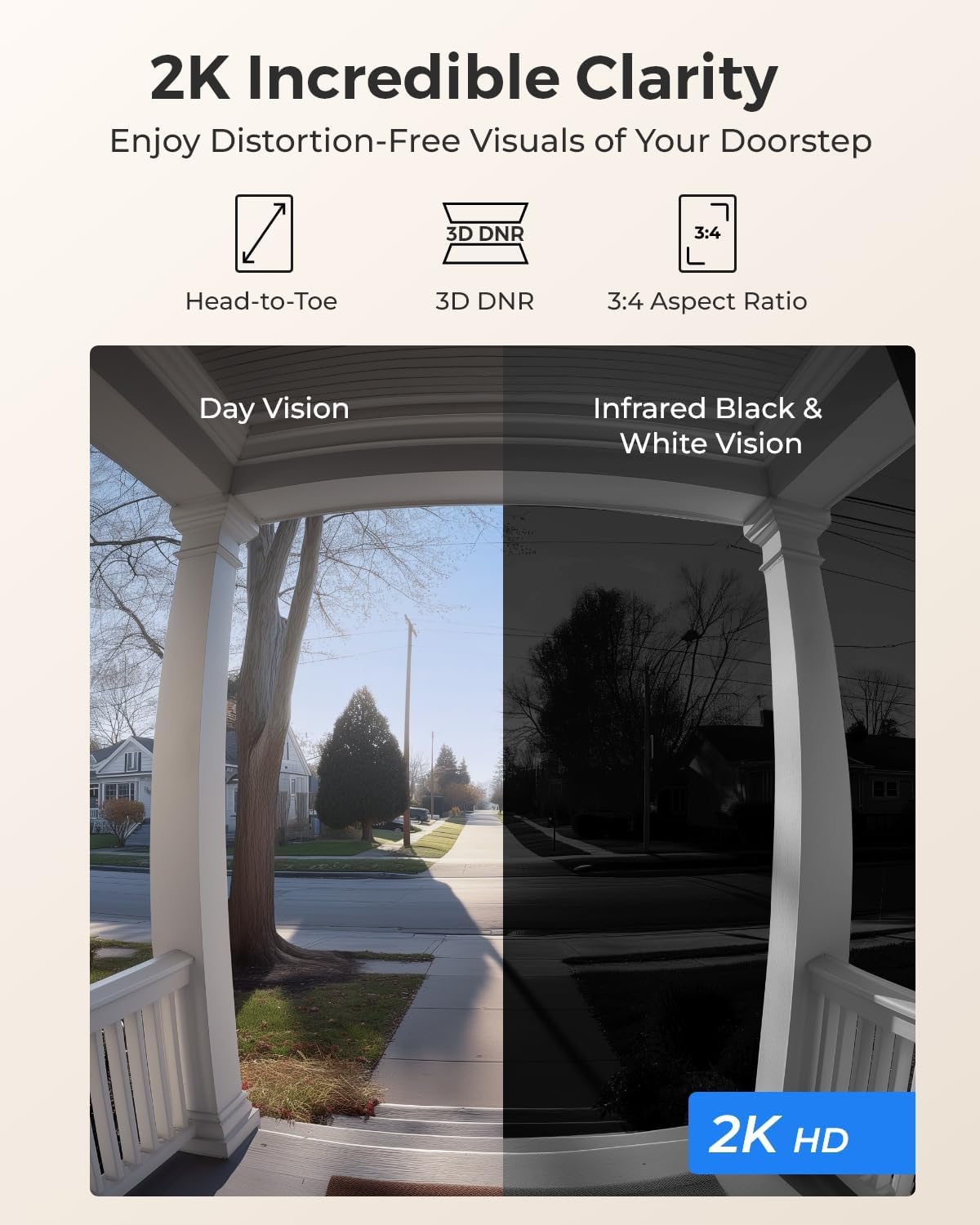 REOLINK 2K Video Doorbell PoE Camera with Chime, 3:4 Head-to-Toe View, 2-Way Talk, Person/Package Detection, Outdoor Waterproof, Smart Alerts, Supports NVR