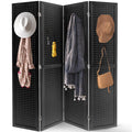Babion 4 Panel Pegboard Display, Peg Board Room Divider Freestanding Folding Privacy Screens Display Stand for Craft Shows (Black)