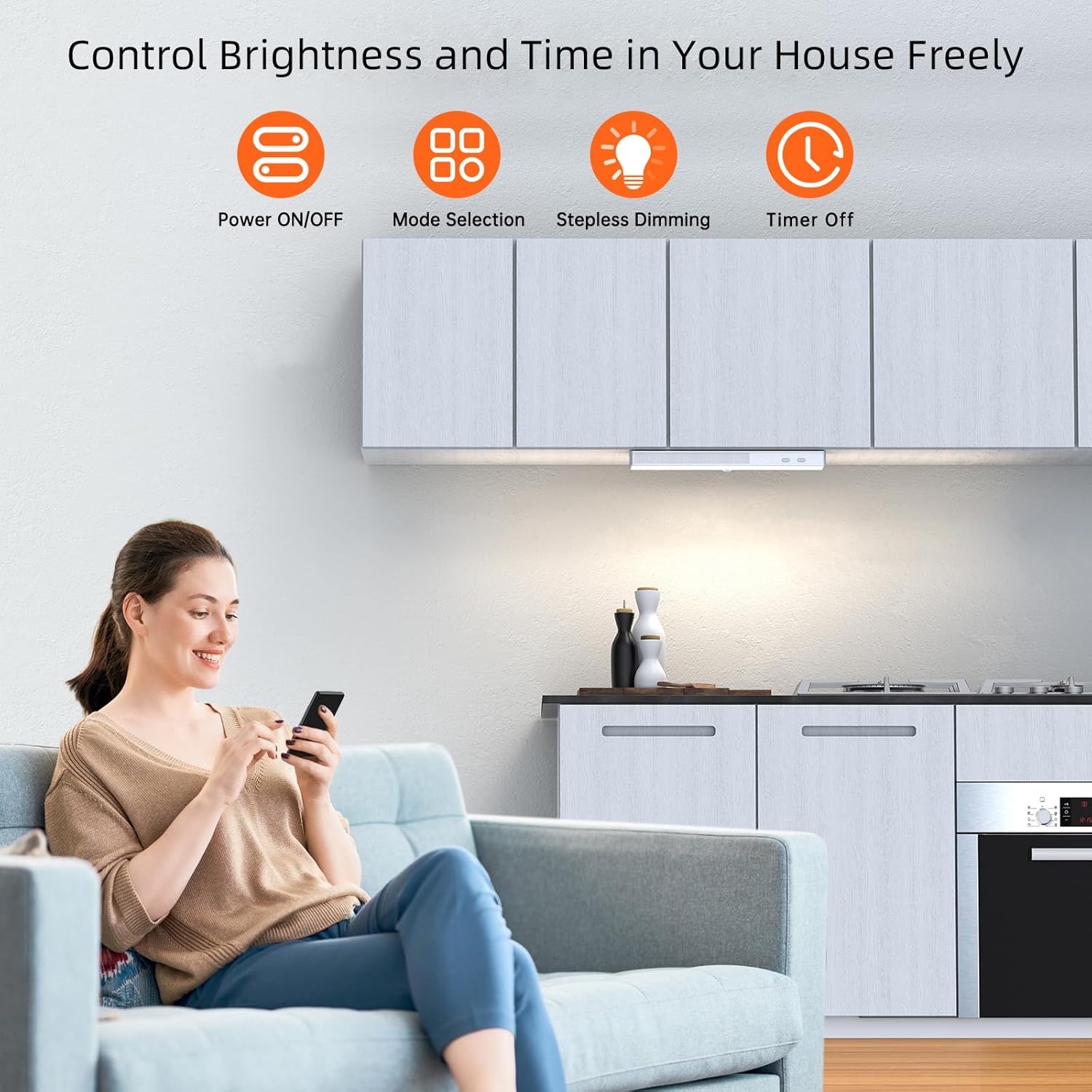 LED Closet Light with Charging Station, 6 Pcs 30LEDs Rechargeable Motion Sensor Under Cabinet Lighting, Stick-Anywhere Night Safe Light Bar for Wardrobe,Kitchen-Warm White