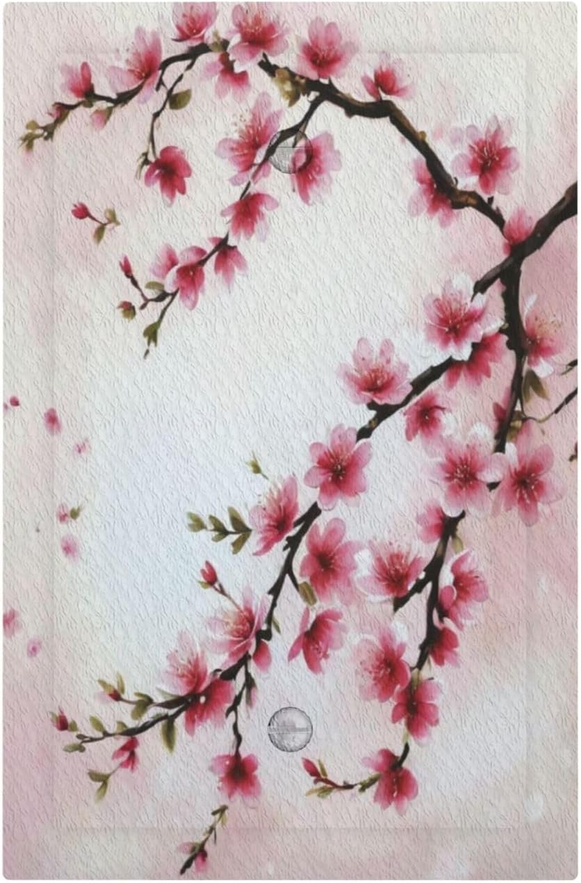 Branch with Pink Flowers Light Switch Covers No Device Wall Plate 1 Gang Decorative Blank Switchplate Electrical Faceplate for Country Living Bedroom Decor