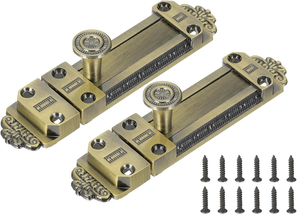 PATIKIL Barrel Bolt Latch, 2 Pack 4 Inch Slide Door Locks Zinc Alloy Gate Door Catch Bolt Latch for Bathroom Bedroom Barn Warehouse, Bronze