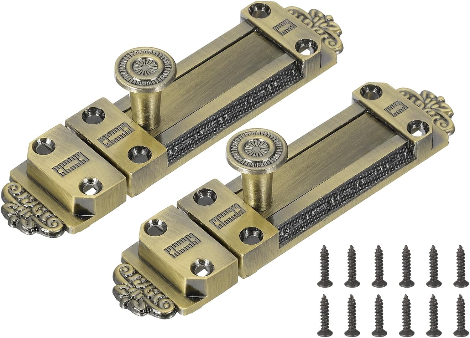 PATIKIL Barrel Bolt Latch, 2 Pack 4 Inch Slide Door Locks Zinc Alloy Gate Door Catch Bolt Latch for Bathroom Bedroom Barn Warehouse, Bronze