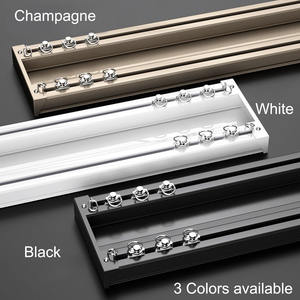 Ceiling Mounted Curtain Track System - Double Rails for Curtains & Drapes - Room Dividers - Sliding Curtain Rail for Window (champagne, 2m)