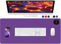 Heated Desk Pad, 31.5" x 13" Leather Non-Slip Warm Desk Pad, Large Mouse Mat with 3 Levels Heating & 3 Hours Auto Shut-Off, Hand and Foot Warmer for Office, Home, Purple