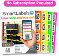 Smart Labels QR Code Stickers Pack of 48 (Neon) Made in USA - QR Code Labels for Storage & Inventory Tracking, Storage Unit Organization, App Stickers for Inventory Organization & Moving Supplies