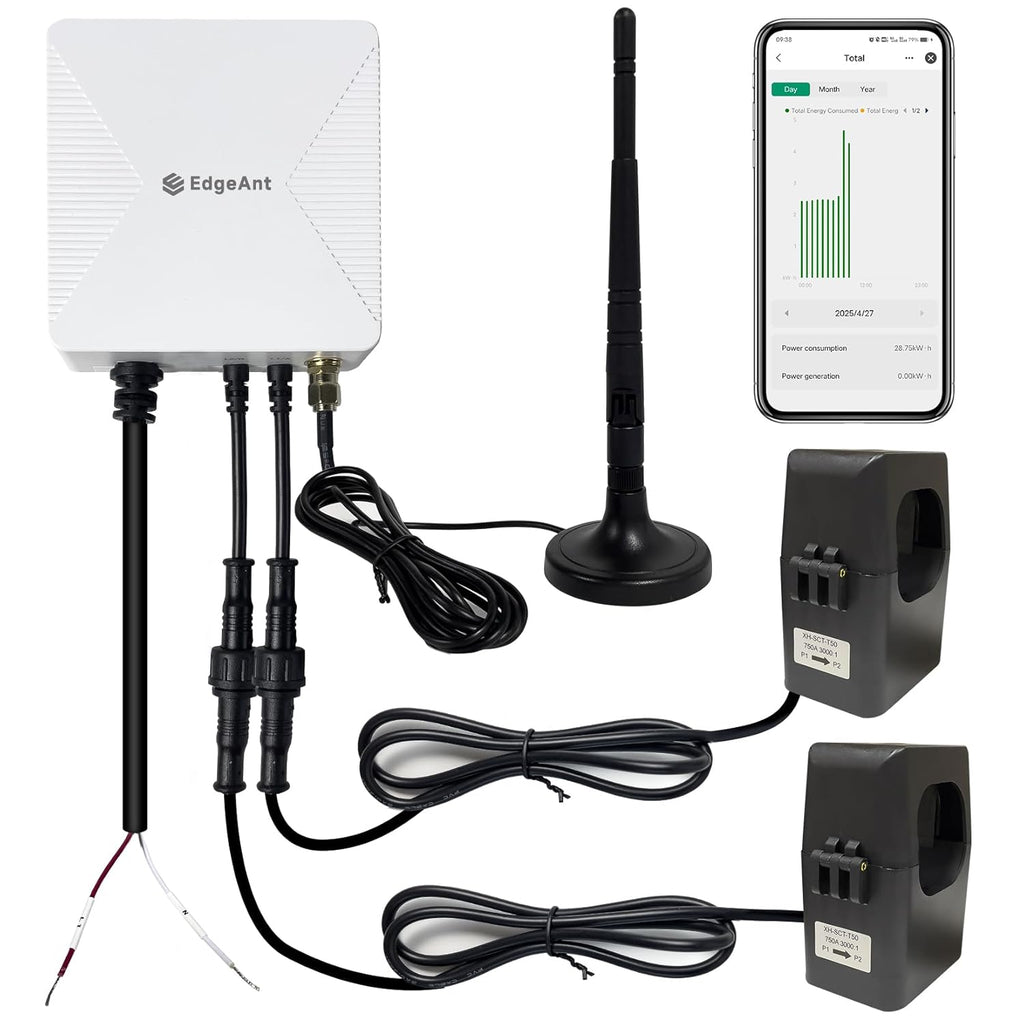 WiFi Energy Monitor with 2 * 750A Clamps, Real-Time Electricity Tracking, Smart Home Power Management
