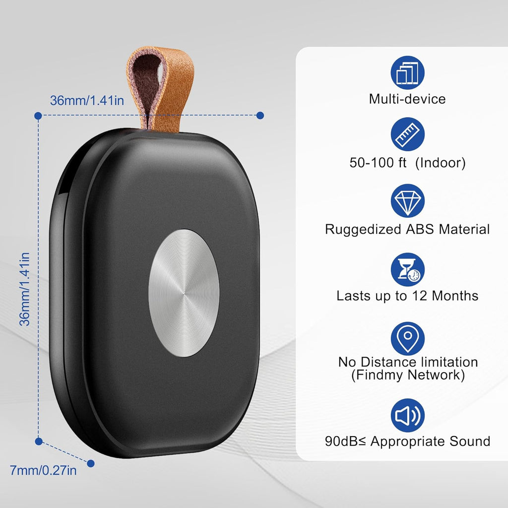 Air Tracker 4 Pack, Luggage Tracker Works with Find My App (iOS Only), Key Finder Locator with Sound for Keys, Luggage, Suitcases and Wallet, Smart Tags with Replaceable Battery, Black & White