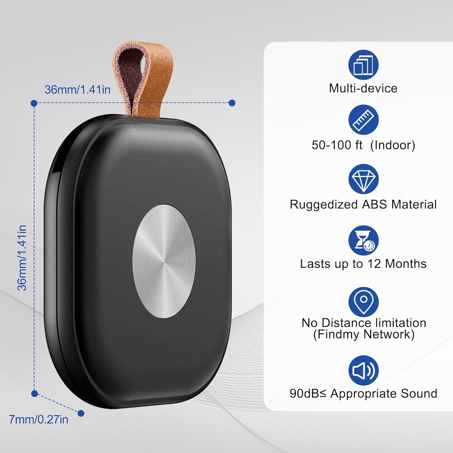 Air Tracker 4 Pack, Luggage Tracker Works with Find My App (iOS Only), Key Finder Locator with Sound for Keys, Luggage, Suitcases and Wallet, Smart Tags with Replaceable Battery, Black & White